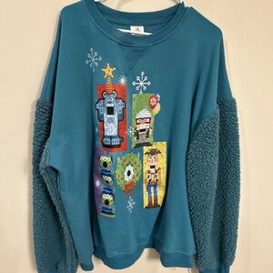 Disney Parks Pixar Holiday Sherpa Sleeve Sweatshirt Size adult 2X